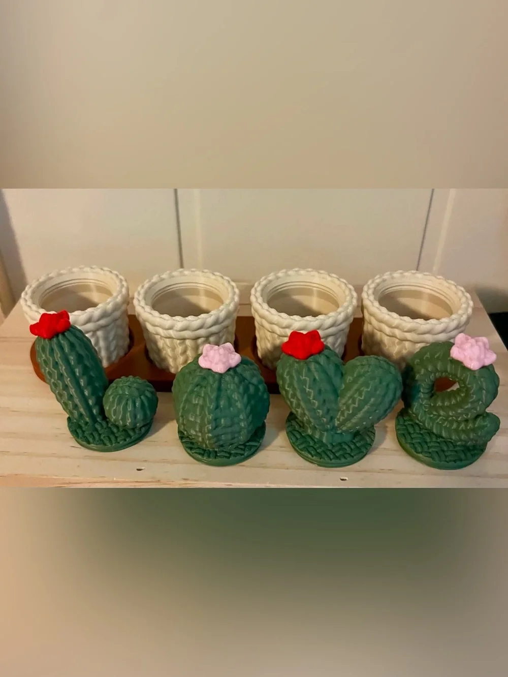 Cute 3d printed Love Cactus trinket / stash / jewelry box set